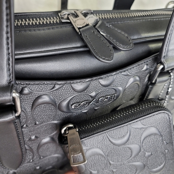 😘 NWT Coach 2 SET Laptop Bag Briefcase Wallet Designer Signature Embossed - Picture 6 of 14
